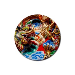 Thailand Bangkok Temple Roof Asia Rubber Round Coaster (4 Pack) 