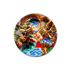 Thailand Bangkok Temple Roof Asia Magnet 3  (round) by Nexatart