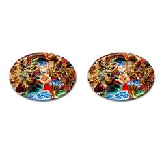 Thailand Bangkok Temple Roof Asia Cufflinks (oval) by Nexatart