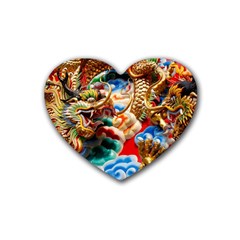 Thailand Bangkok Temple Roof Asia Heart Coaster (4 Pack)  by Nexatart