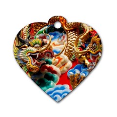 Thailand Bangkok Temple Roof Asia Dog Tag Heart (two Sides) by Nexatart