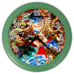 Thailand Bangkok Temple Roof Asia Color Wall Clocks by Nexatart