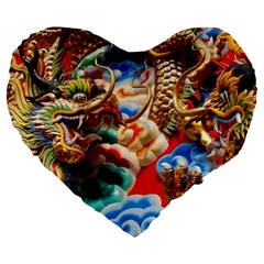 Thailand Bangkok Temple Roof Asia Large 19  Premium Heart Shape Cushions by Nexatart