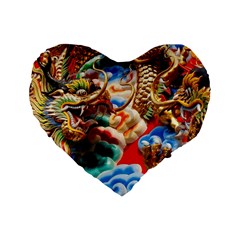 Thailand Bangkok Temple Roof Asia Standard 16  Premium Flano Heart Shape Cushions by Nexatart