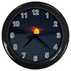 Sunset Ocean Azores Portugal Sol Wall Clocks (black) by Nexatart