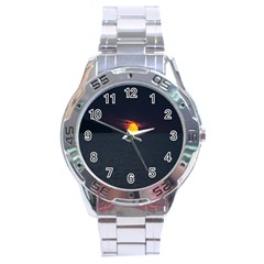 Sunset Ocean Azores Portugal Sol Stainless Steel Analogue Watch by Nexatart