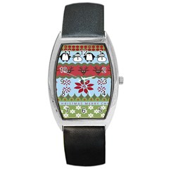 Ugly Christmas Xmas Barrel Style Metal Watch