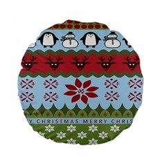 Ugly Christmas Xmas Standard 15  Premium Flano Round Cushions by Nexatart