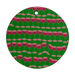 Wine Red Champagne Glass Red Wine Ornament (Round)