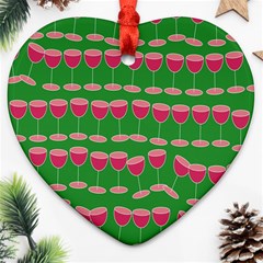 Wine Red Champagne Glass Red Wine Ornament (Heart)