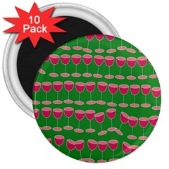 Wine Red Champagne Glass Red Wine 3  Magnets (10 pack) 