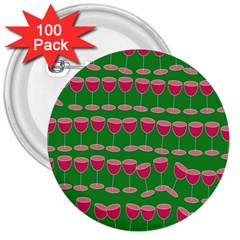 Wine Red Champagne Glass Red Wine 3  Buttons (100 pack) 