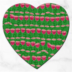 Wine Red Champagne Glass Red Wine Jigsaw Puzzle (Heart)