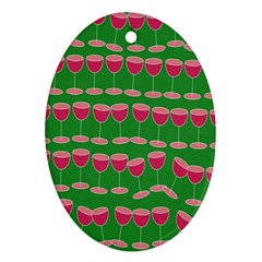 Wine Red Champagne Glass Red Wine Oval Ornament (Two Sides)