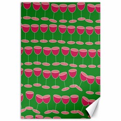 Wine Red Champagne Glass Red Wine Canvas 12  x 18  