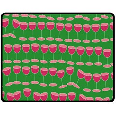 Wine Red Champagne Glass Red Wine Fleece Blanket (Medium) 