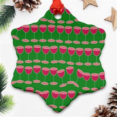 Wine Red Champagne Glass Red Wine Ornament (Snowflake)