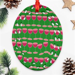 Wine Red Champagne Glass Red Wine Ornament (Oval Filigree)