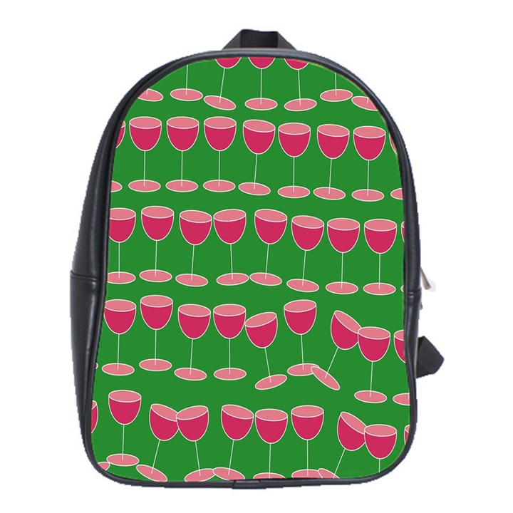 Wine Red Champagne Glass Red Wine School Bags (XL) 