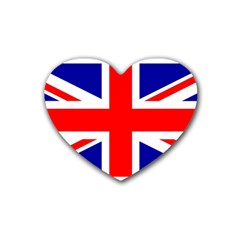 Union Jack Flag Rubber Coaster (heart)  by Nexatart