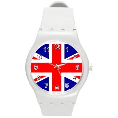 Union Jack Flag Round Plastic Sport Watch (m) by Nexatart