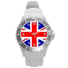 Union Jack Flag Round Plastic Sport Watch (l) by Nexatart