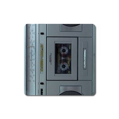 Vintage Tape Recorder Square Magnet by Nexatart