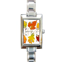 Vector Beautiful Maple Leaf Rectangle Italian Charm Watch by Nexatart