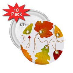 Vector Beautiful Maple Leaf 2 25  Buttons (10 Pack)  by Nexatart