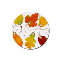 Vector Beautiful Maple Leaf Rubber Round Coaster (4 Pack)  by Nexatart