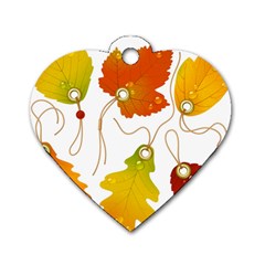 Vector Beautiful Maple Leaf Dog Tag Heart (one Side) by Nexatart