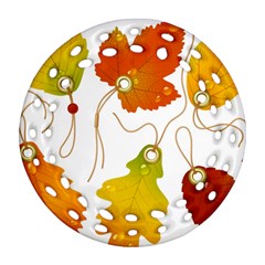 Vector Beautiful Maple Leaf Ornament (round Filigree) by Nexatart