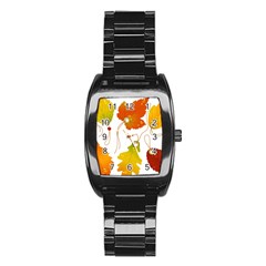 Vector Beautiful Maple Leaf Stainless Steel Barrel Watch by Nexatart