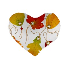 Vector Beautiful Maple Leaf Standard 16  Premium Flano Heart Shape Cushions by Nexatart