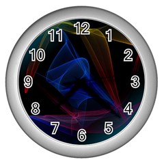 Lines Rays Background Light Pattern Wall Clocks (silver)  by Nexatart