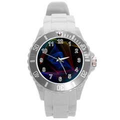 Lines Rays Background Light Pattern Round Plastic Sport Watch (l) by Nexatart