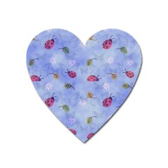 Ladybug Blue Nature Heart Magnet by Nexatart