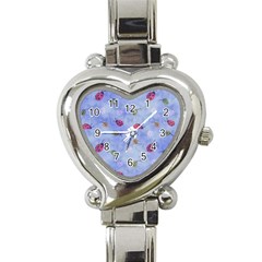 Ladybug Blue Nature Heart Italian Charm Watch by Nexatart