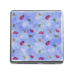 Ladybug Blue Nature Memory Card Reader (square) by Nexatart