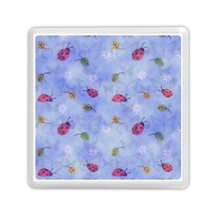 Ladybug Blue Nature Memory Card Reader (square)  by Nexatart