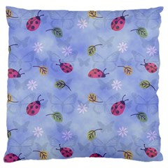 Ladybug Blue Nature Large Cushion Case (two Sides) by Nexatart