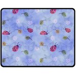 Ladybug Blue Nature Double Sided Fleece Blanket (Medium)  58.8 x47.4  Blanket Front