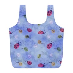 Ladybug Blue Nature Full Print Recycle Bags (l)  by Nexatart