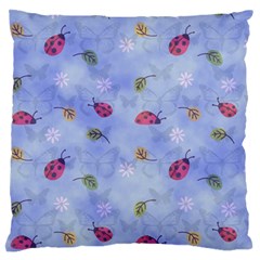 Ladybug Blue Nature Large Flano Cushion Case (two Sides) by Nexatart