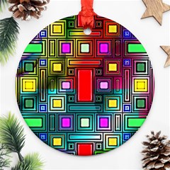 Art Rectangles Abstract Modern Art Ornament (round) by Nexatart