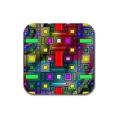 Art Rectangles Abstract Modern Art Rubber Coaster (square)  by Nexatart