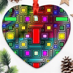 Art Rectangles Abstract Modern Art Heart Ornament (two Sides) by Nexatart