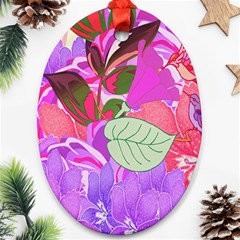 Abstract Flowers Digital Art Oval Ornament (two Sides) by Nexatart