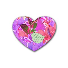 Abstract Flowers Digital Art Rubber Coaster (heart)  by Nexatart