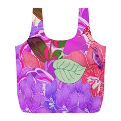 Abstract Flowers Digital Art Full Print Recycle Bags (l)  by Nexatart